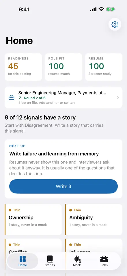 The NorthPulsar home screen, showing readiness for the active job and which competencies are covered